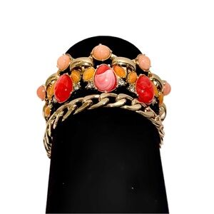 LEE ANGEL for NEIMAN MARCUS | Double Strand Pink & Gold Statement Bracelet | NWT